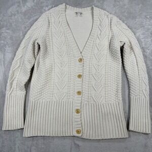 Gap Womens Ivory Frost Cable Knit Button Front Cardigan Sweater Med Large Unisex